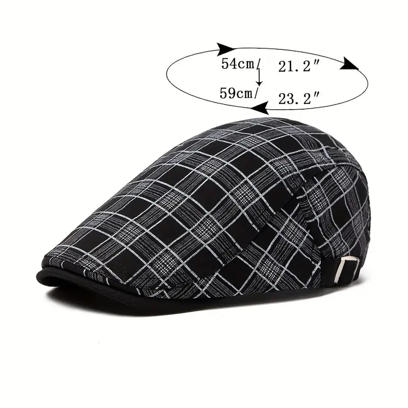 Zared - Állítható Vintage Kockás Beret Sapka