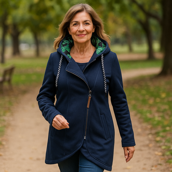 Kristanna - Aszimmetrikus Cipzáras Téli Kabát