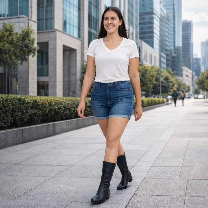 Hodaya - Elegáns Félcsizma Hosszúságú Csizma Oldalsó Cipzárral