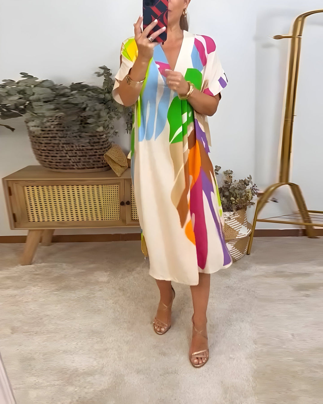 Madeline - Színes Alkalmi Ruha V-Nyakkivágással