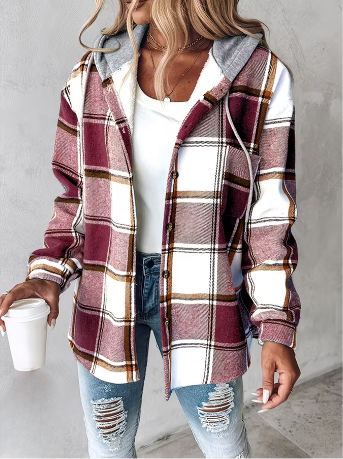 Liene - Kapucnis, Kockás, Gombos Ingdzseki