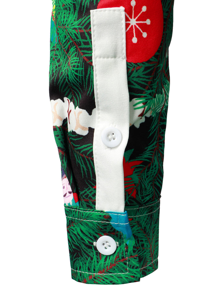 Gason - Férfi Karácsonyfa mintás Normál Fazonú, vidám ruha Témájú  Hosszú Ujjú ing