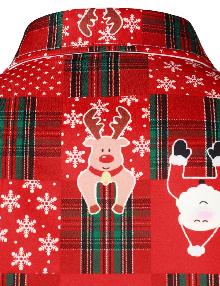 Hunter - Férfi vintage piros Kockás Vidám ünnepi Komor Karácsonyi Hosszú ujjú ing