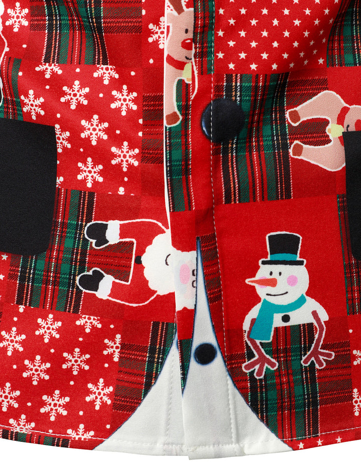 Hunter - Férfi vintage piros Kockás Vidám ünnepi Komor Karácsonyi Hosszú ujjú ing