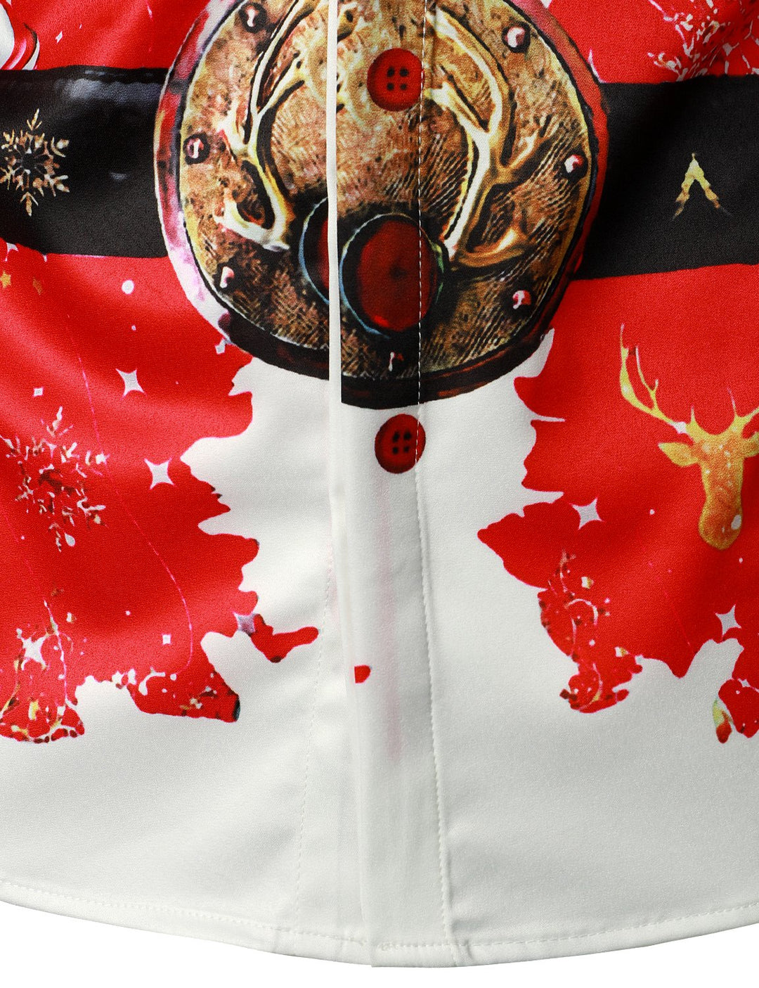 Beau - Férfi Karácsonyi ihletésű piros  Vidám ruha Ünnepi Gombos  Hosszú ujjú ing