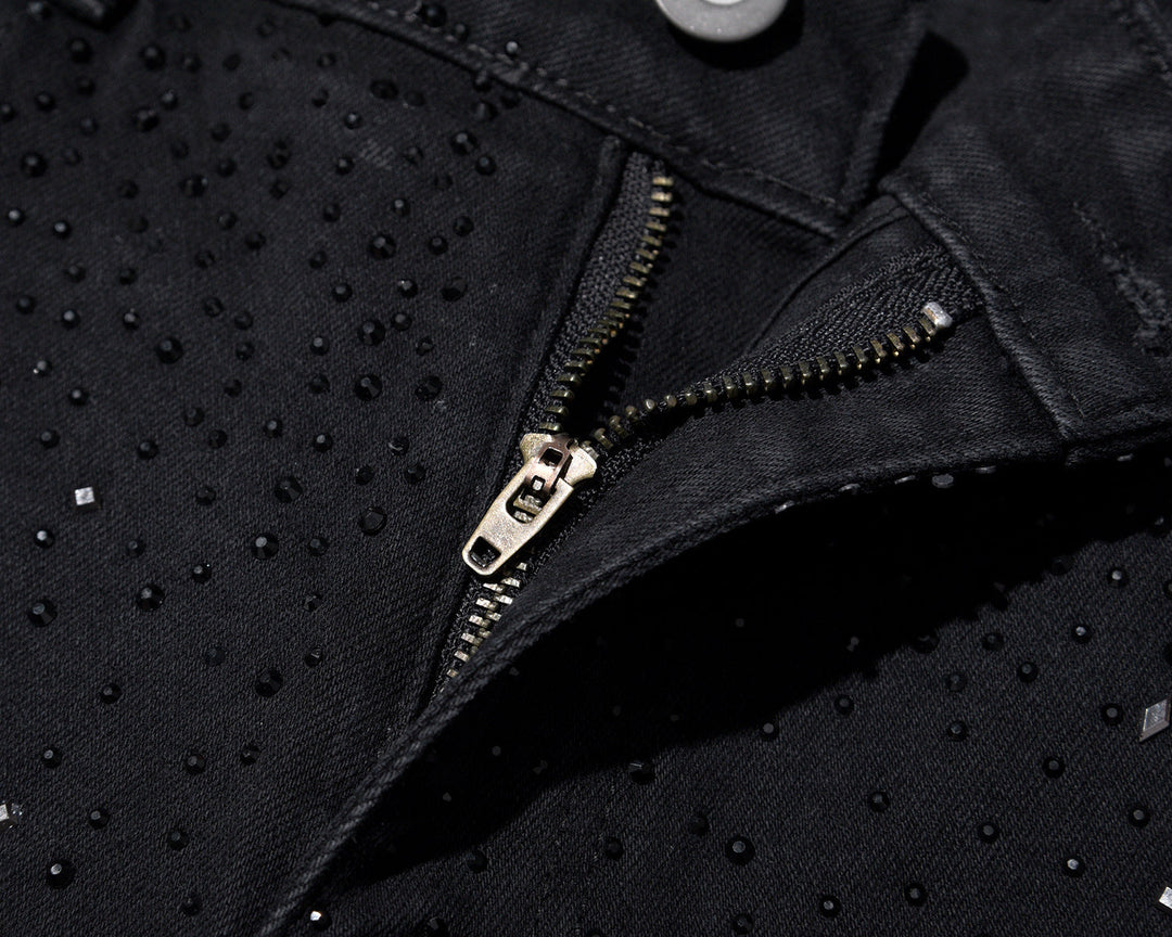 Jake - Strasszos Magas Derekú Szűk Fazonú Farmer