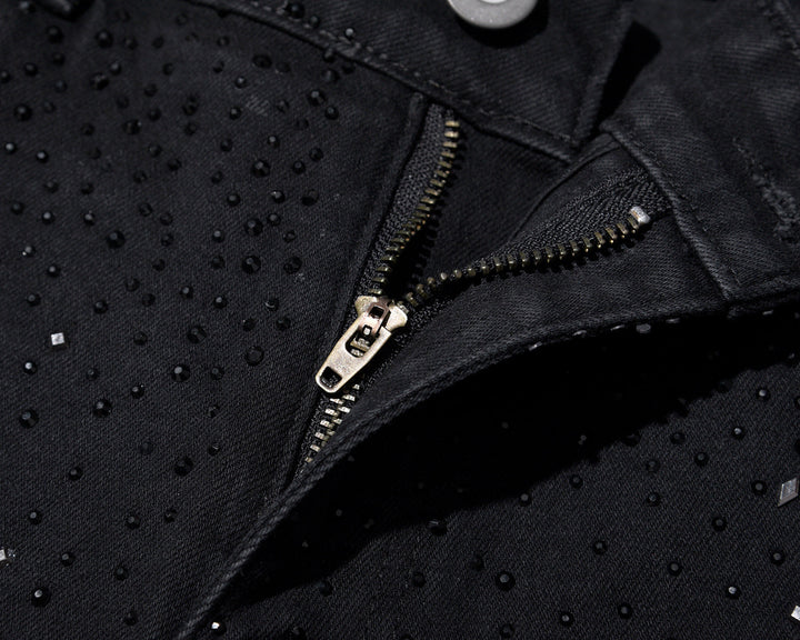 Jake - Strasszos Magas Derekú Szűk Fazonú Farmer