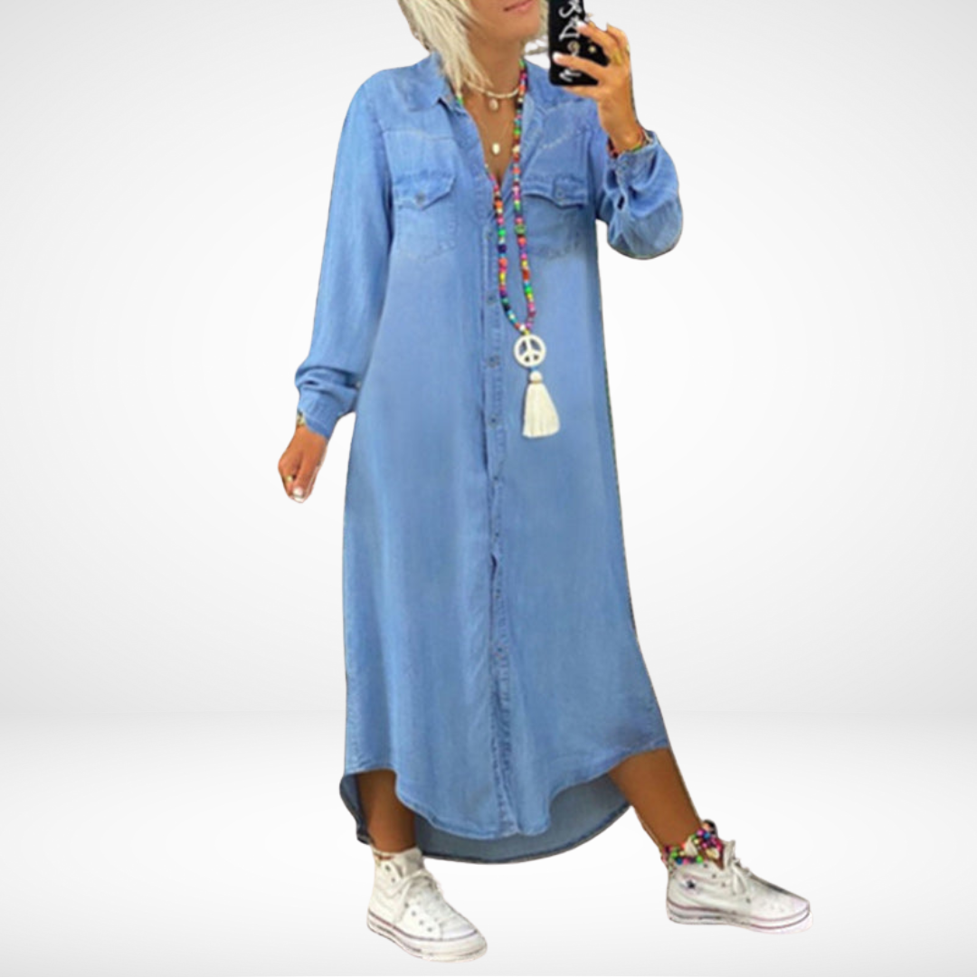 Dorota - Hosszú Ujjú Farmerruha