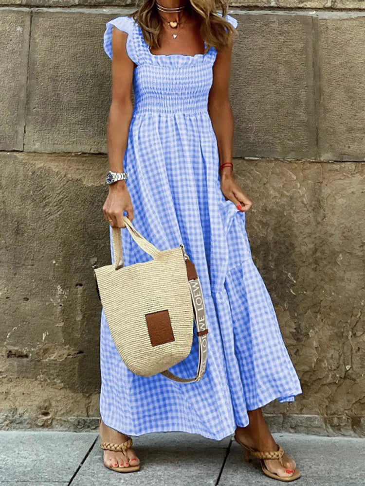 Jayne - Ujjatlan, Négyzet Nyakú Máxi Ruha