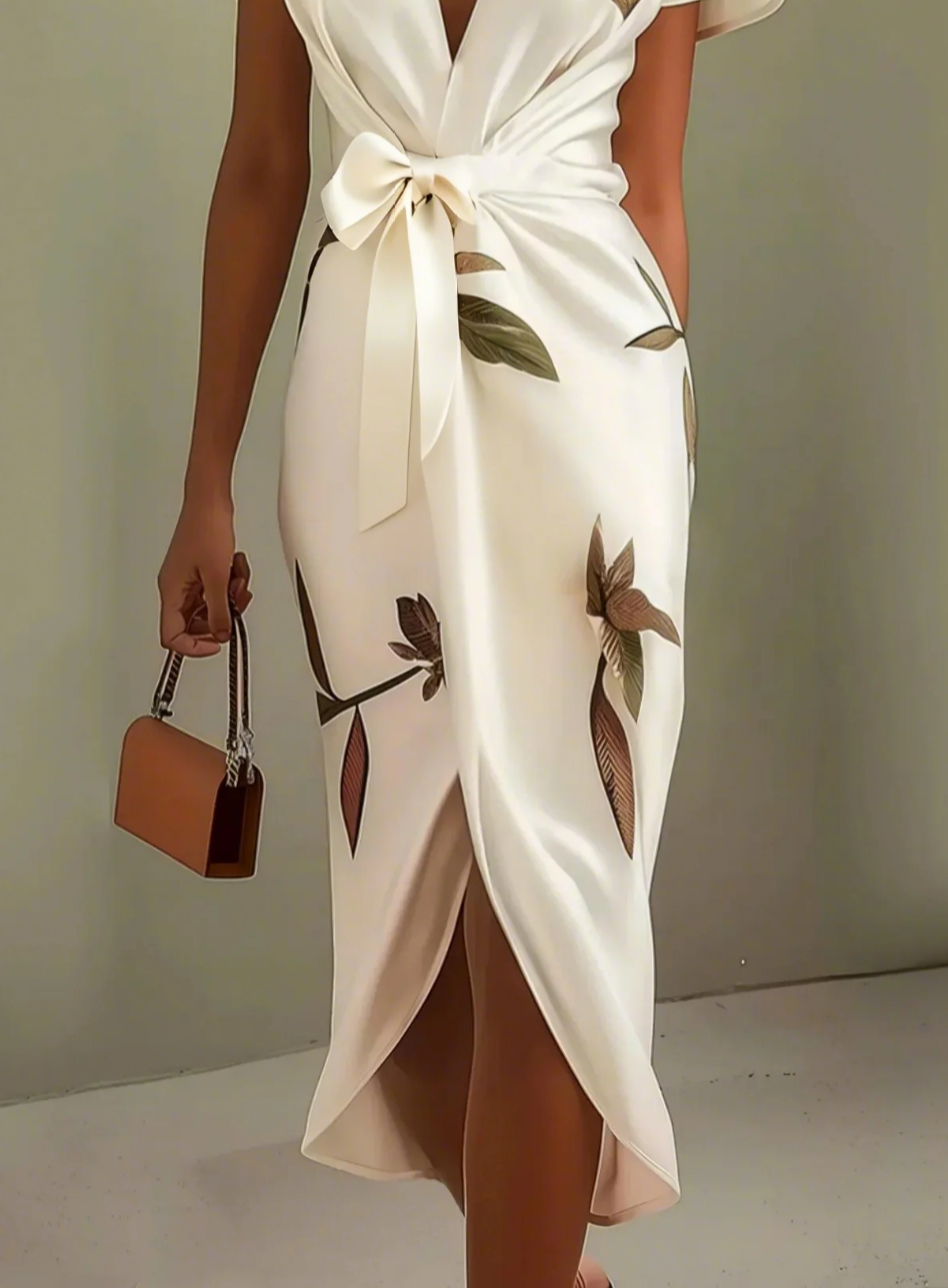 Beverly - Elegáns Fehér Szatén Ruha