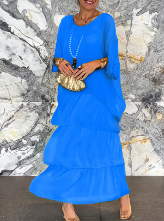 Leona - Laza Kerek Nyakú Maxi Ruha