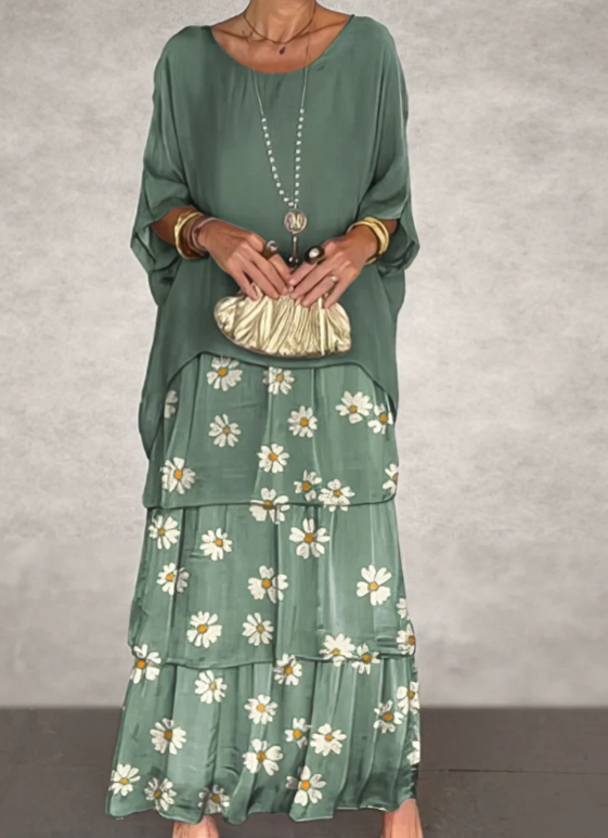 Leona - Laza Kerek Nyakú Maxi Ruha