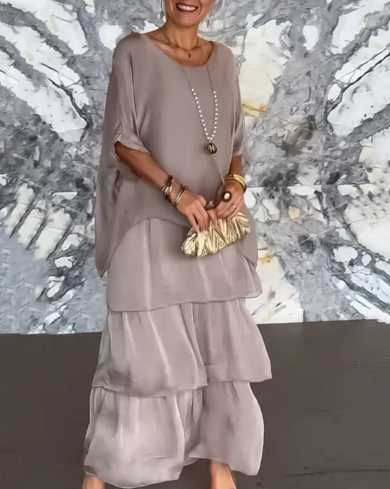 Leona - Laza Kerek Nyakú Maxi Ruha