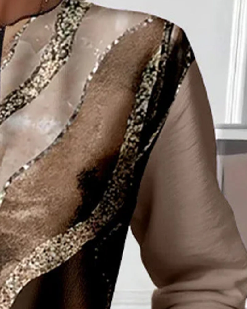 Kajsa - Vintage Nyomtatott Pulóver Félcipzárral