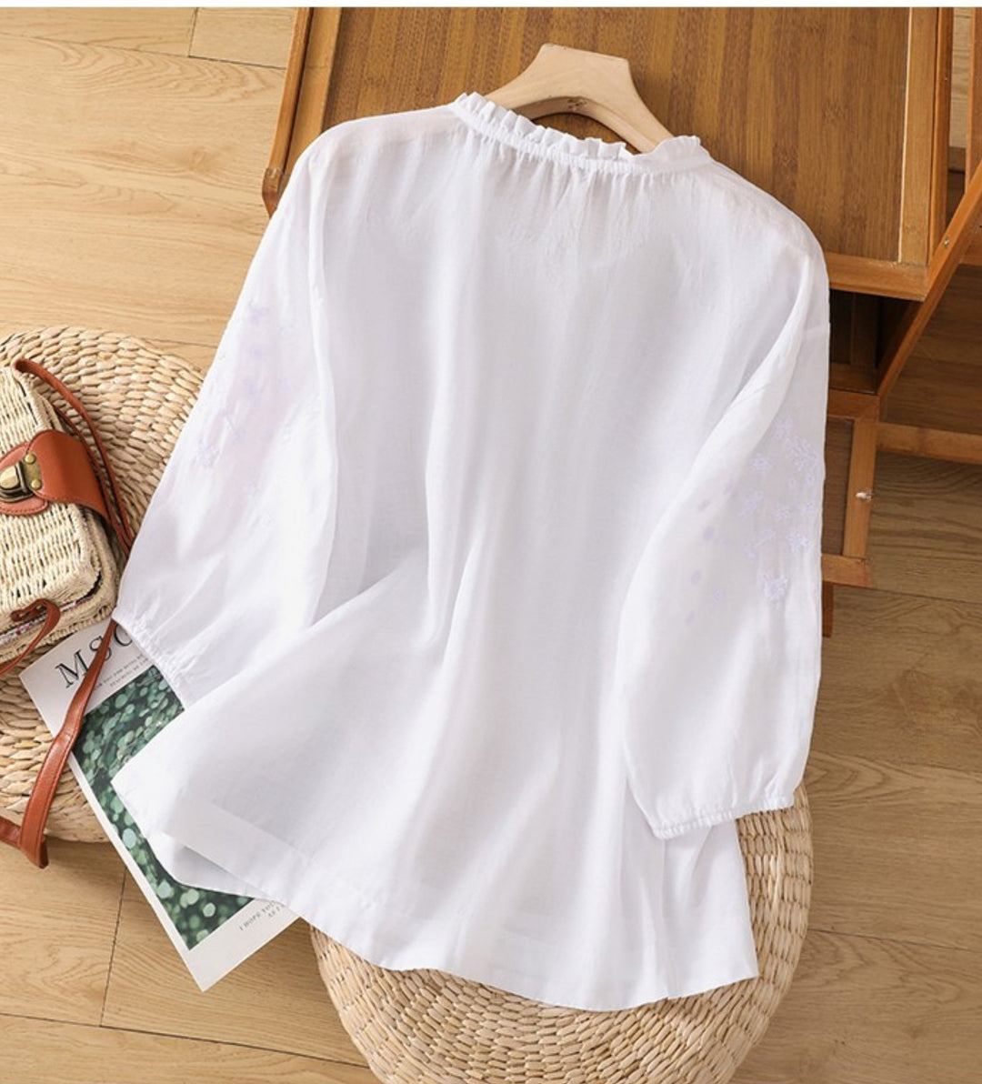 Kissina - Hímzett Pamut Len Blúz