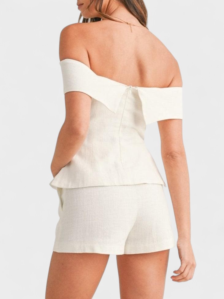 Shalita - Vállakat Szabadon Hagyó Lenvászon Kétrészes Szett