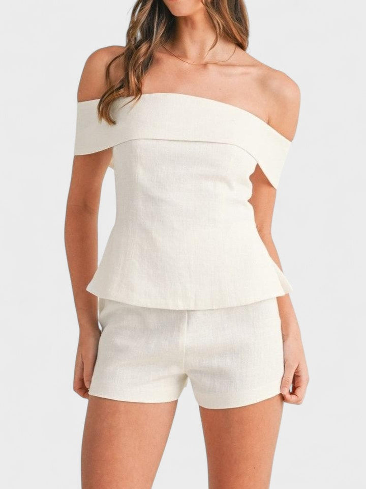 Shalita - Vállakat Szabadon Hagyó Lenvászon Kétrészes Szett