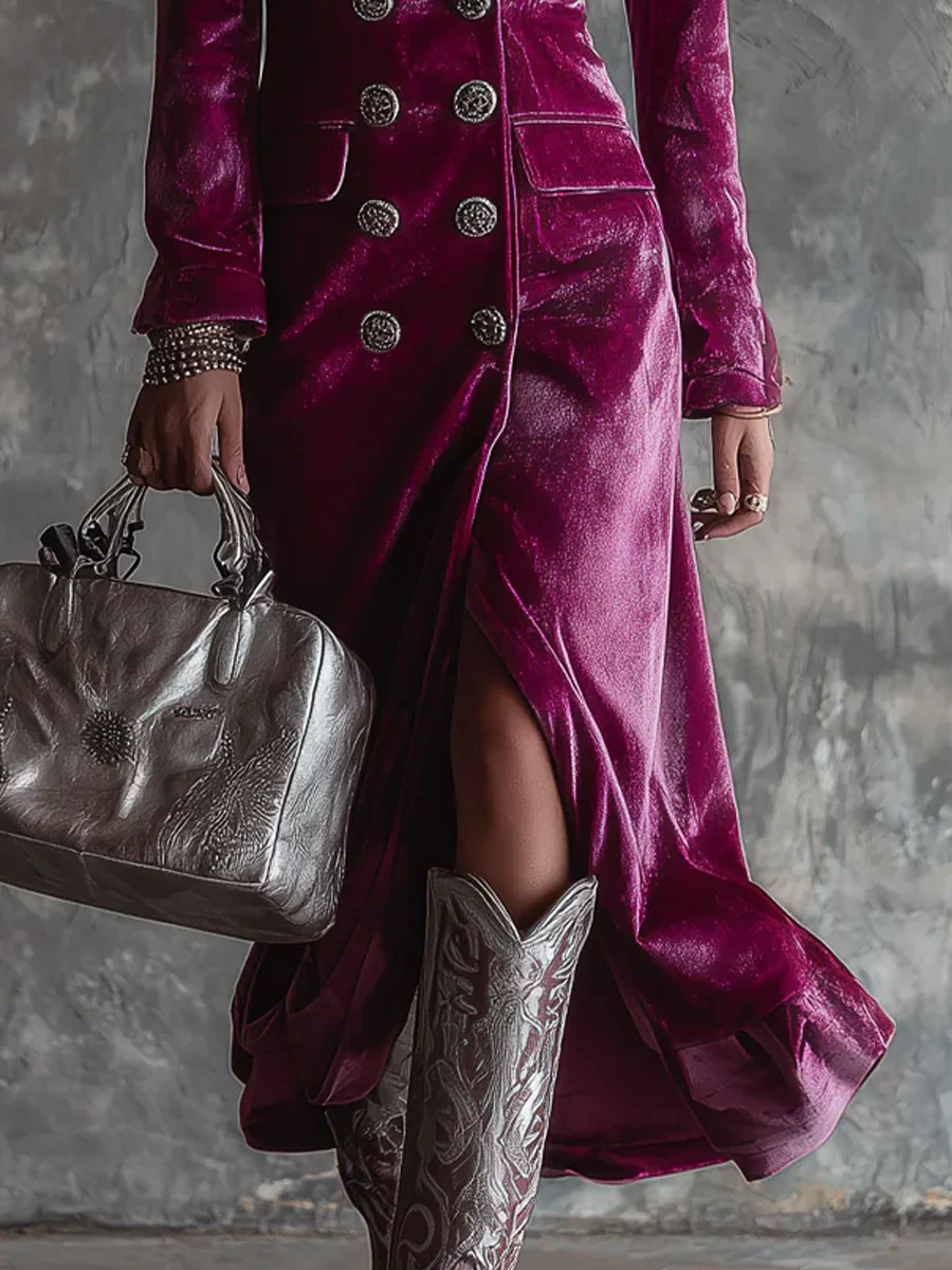 Kaija - Bársonyos Maxi Blézer Ruha