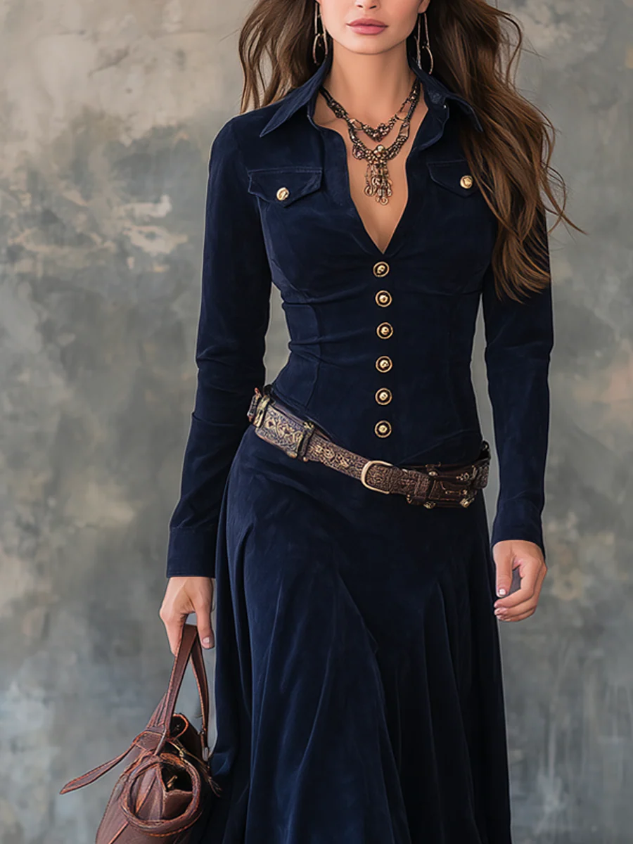 Jelissa - Szarvasbőr maxi Ruha Hasítékkal