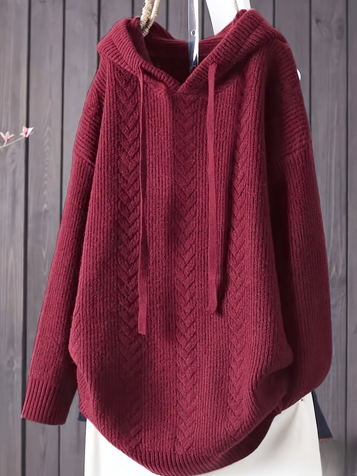 Genivee – Alkalmi Hosszú Ujjú Kötött Kapucnis Pulóver