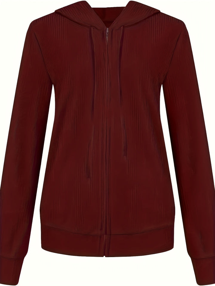 Moira - Hosszú Ujjú, Cipzáras, Húzózsinórral Ellátott Kapucnis Pulóver