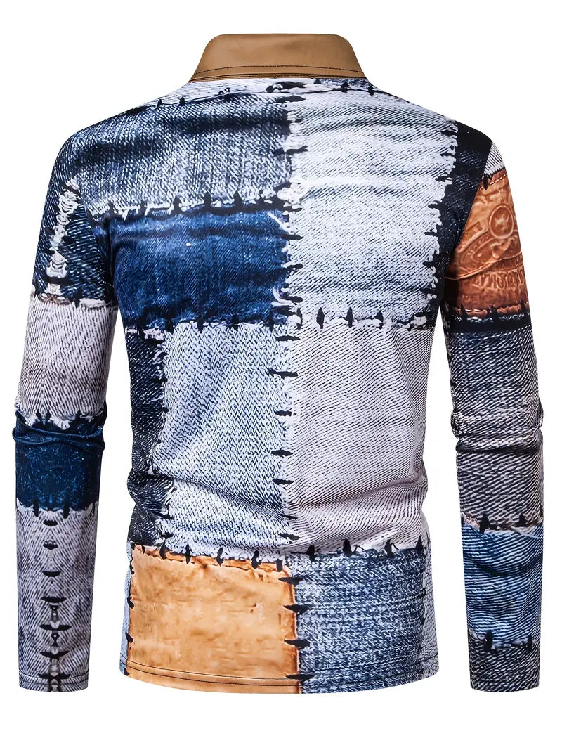 Zerem - Színes Blokkos Hosszú Ujjú ing Cipzárral