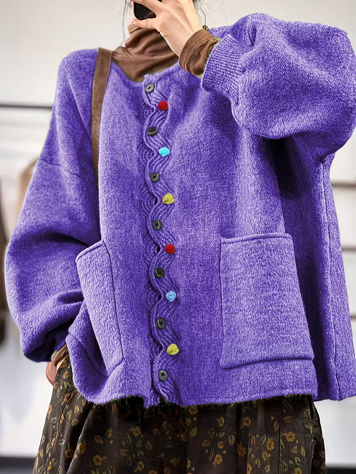 Kynza - Oversize Kardigán Színes Gombokkal Elöl
