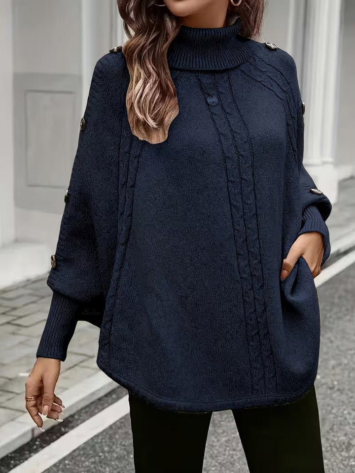 Lolana - Magas Nyakú Pulóver Csavart Stílussal