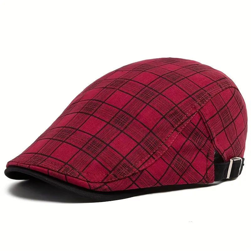 Zared - Állítható Vintage Kockás Beret Sapka