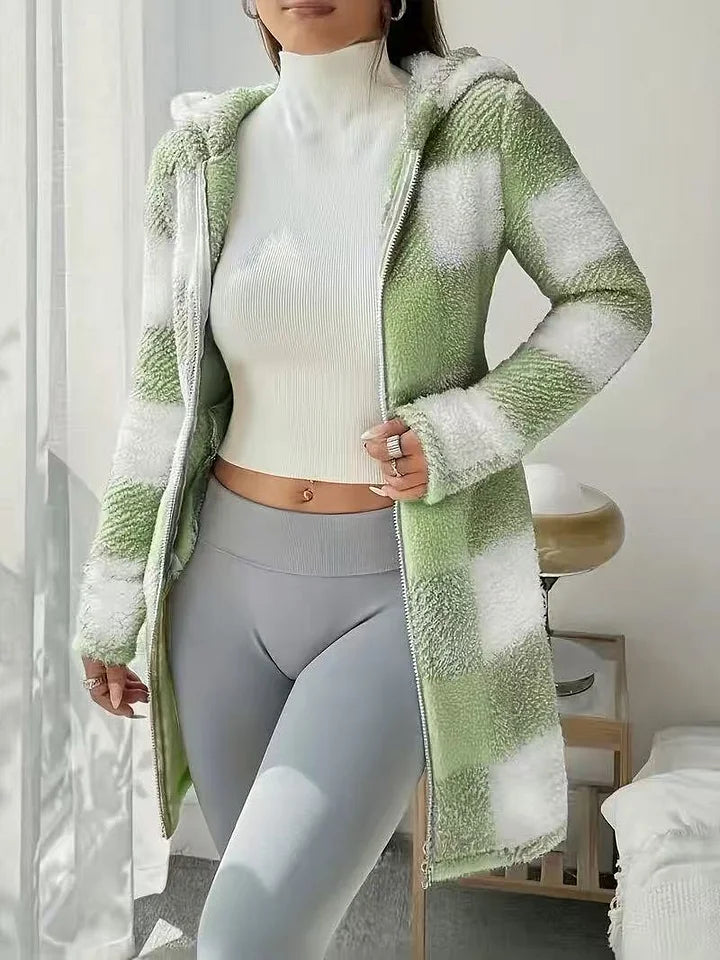 Tissaia - Stílusos Kapucnis Kabát Cipzárral