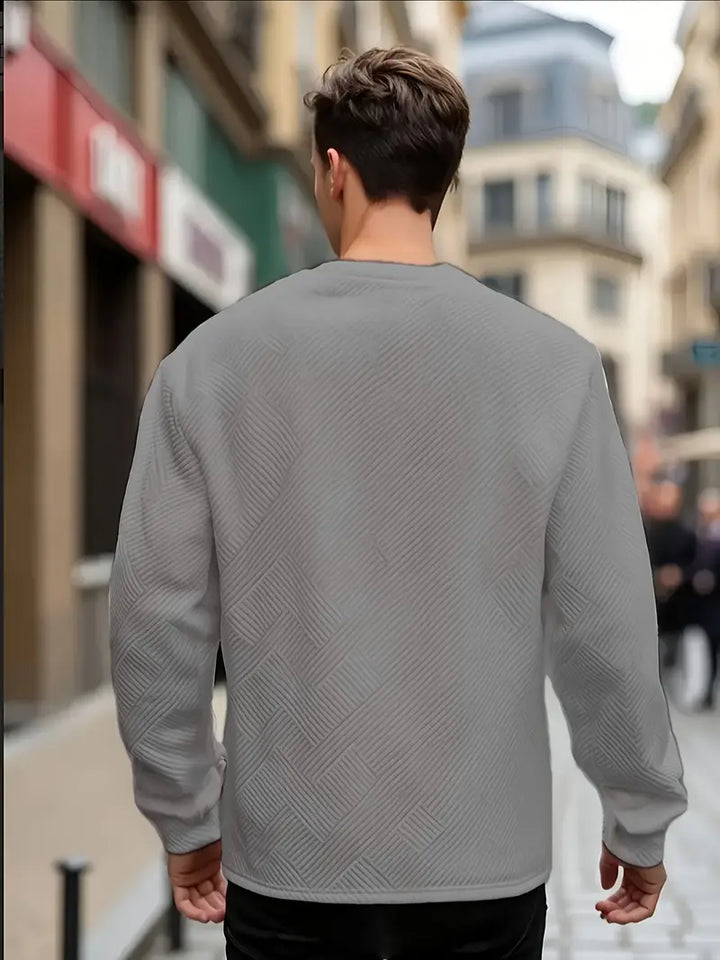 Malinga – Hosszú Ujjú Alkalmi Geometrikus Mintás Pulóver