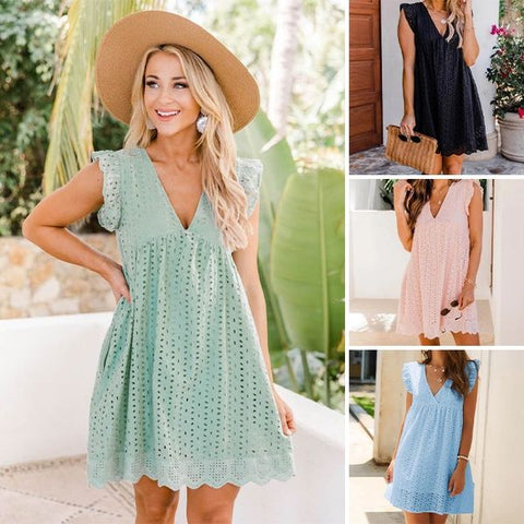 Eduarda - Zsebes V-Kivágású Ruha