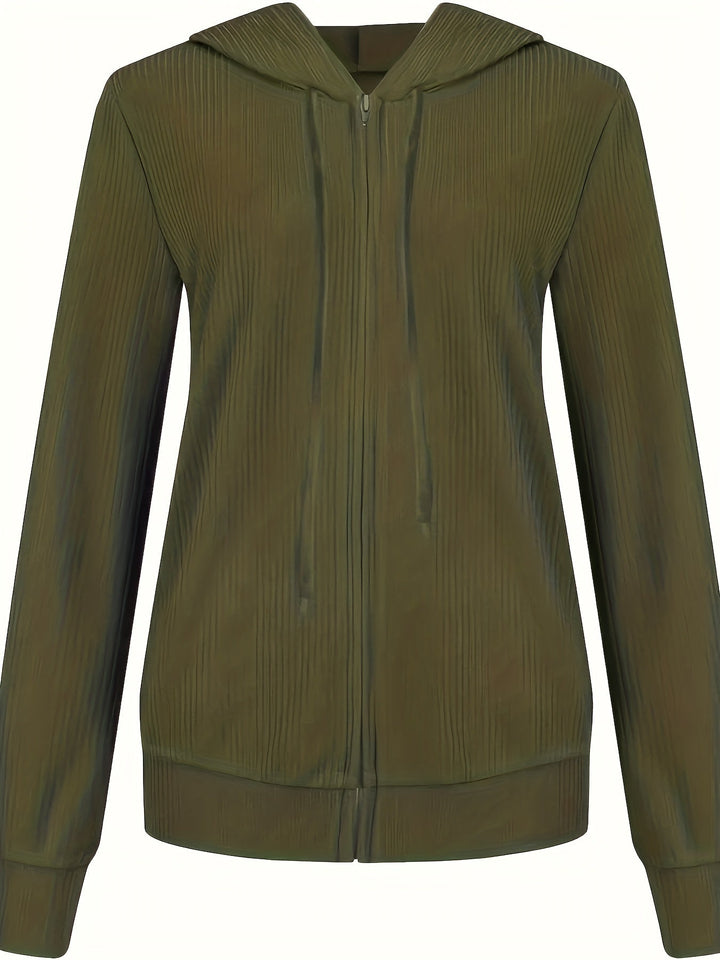 Moira - Hosszú Ujjú, Cipzáras, Húzózsinórral Ellátott Kapucnis Pulóver