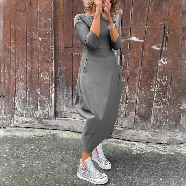 Vionel – Hosszú Ujjú Zsebes Poliészter Ruha