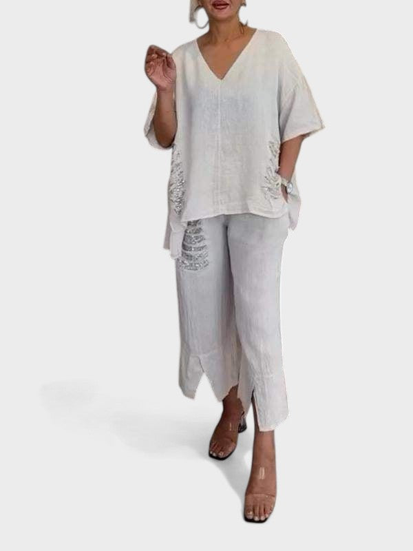 Raisa - V-Nyakú Kétrészes Szett Nyárra