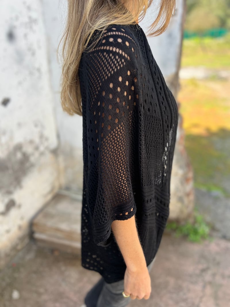 Veronique - Üreges Félhosszú Ujjú Kardigán