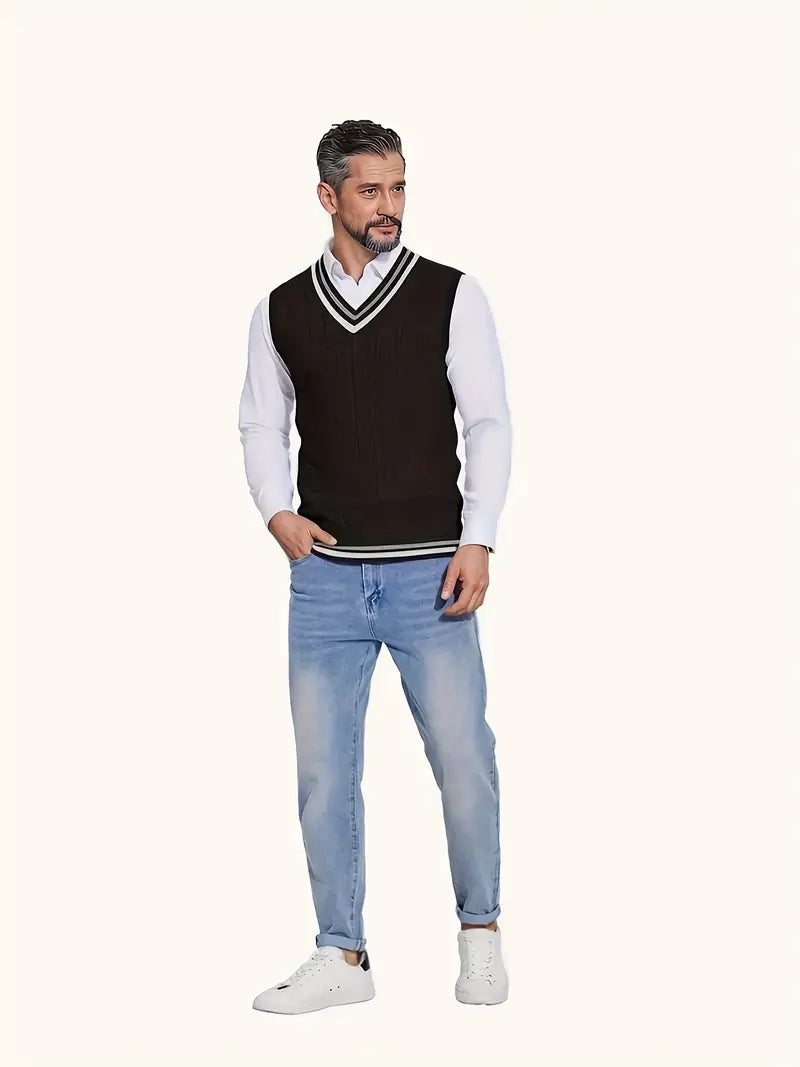 Duane - Ujjatlan, V Nyakú Kötött Pulóver