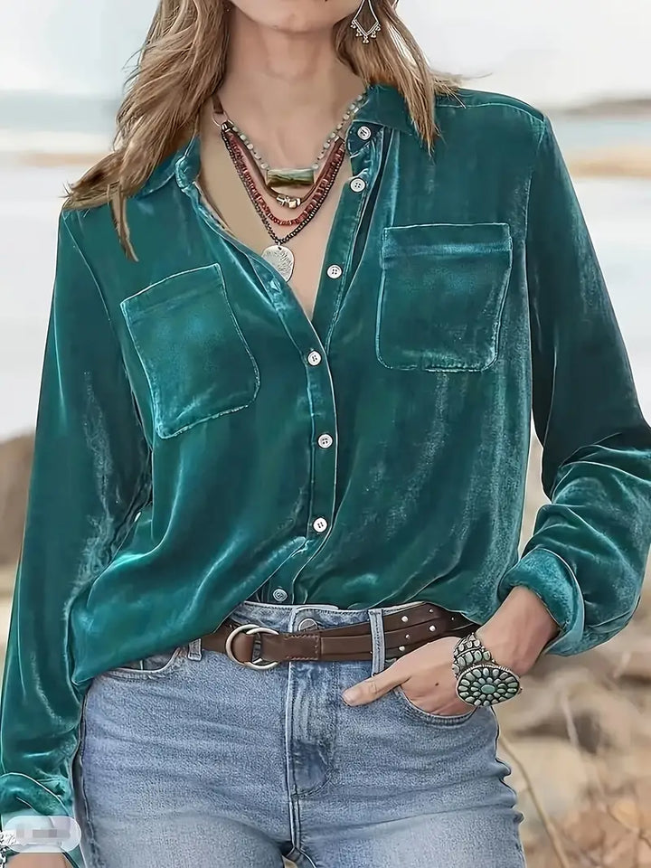 Geanie - Hosszú Ujjú Ing Elülső Zsebekkel