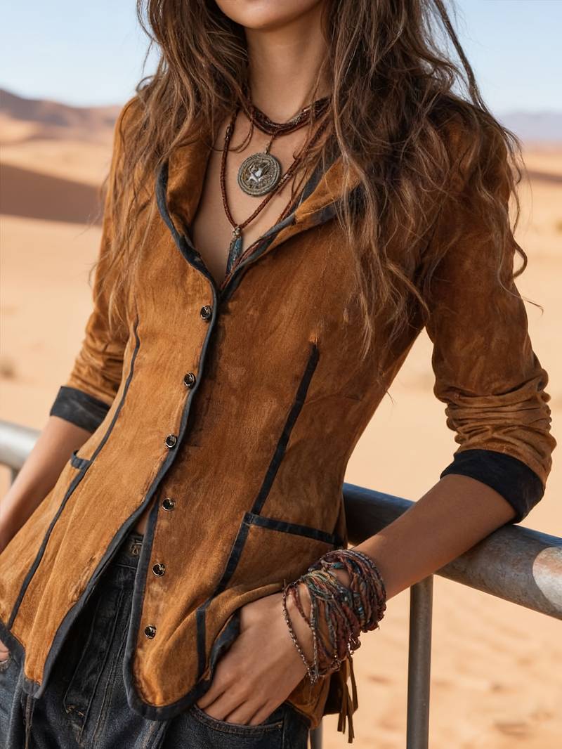 Yaara - Vintage Kapucnis Kabát Hosszú Ujjú