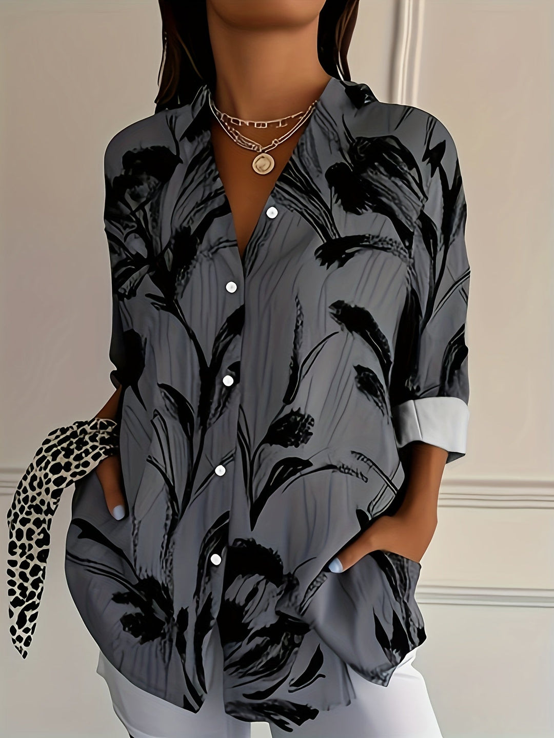 Ulka - Virágmintás Hosszú Ujjú Ing