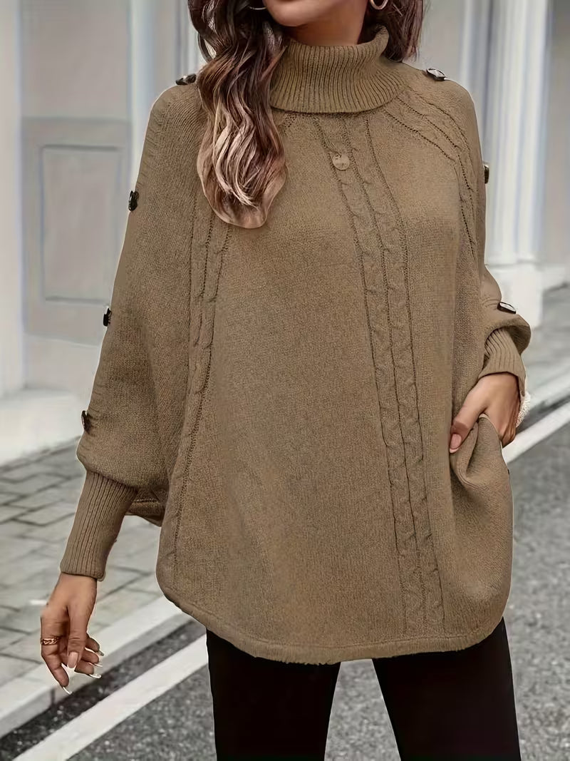 Lolana - Magas Nyakú Pulóver Csavart Stílussal