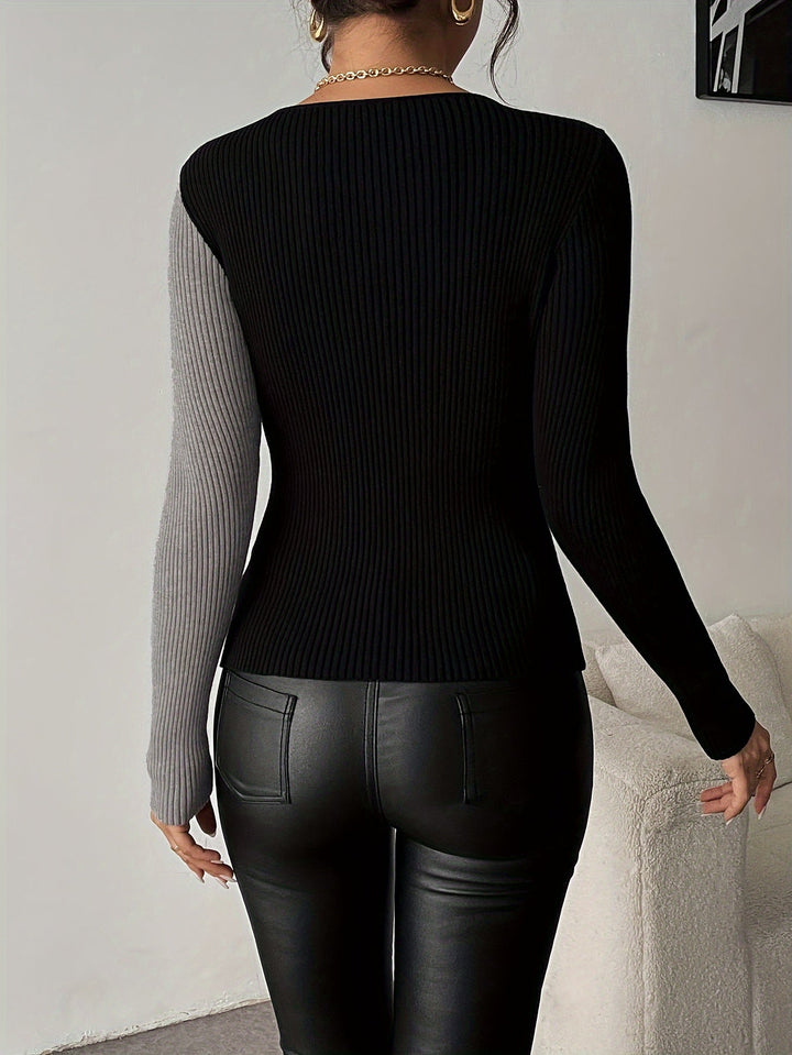 Rachel - V-Nyakú Kötött Blúz Felsőrésszel