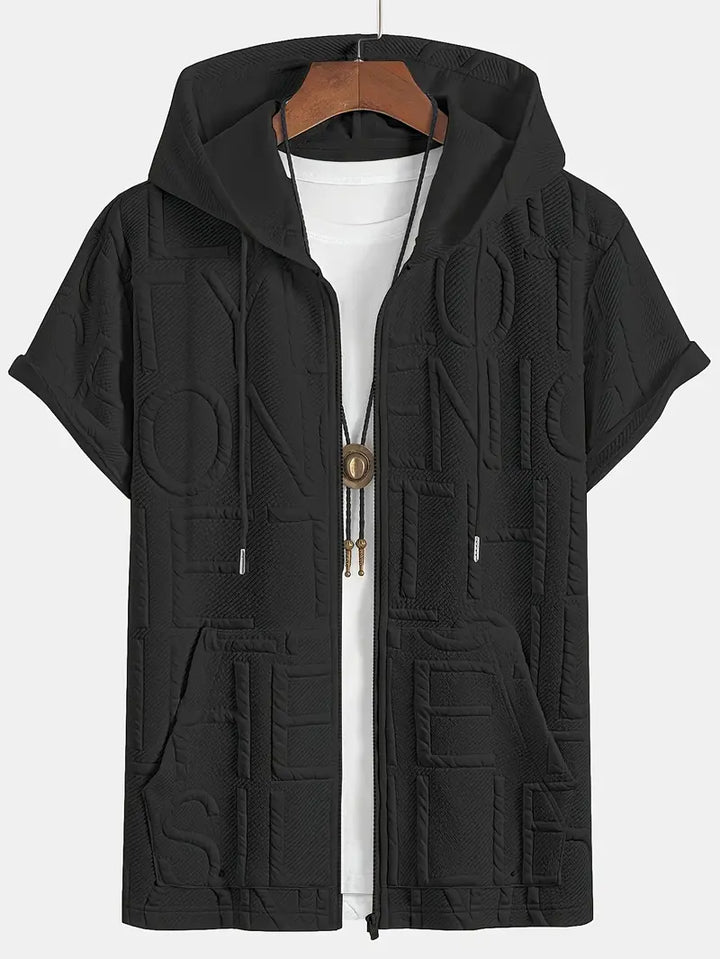 Henryk - Elegáns Rövid Ujjú Kapucnis Cipzáras Pulóver