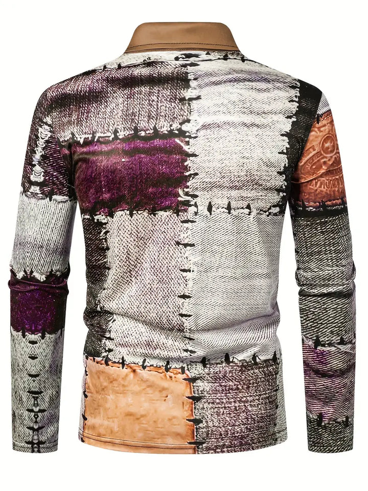 Zerem - Színes Blokkos Hosszú Ujjú ing Cipzárral