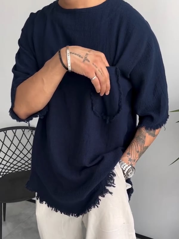 Davis - Rövid Ujjú Lenvászon Póló