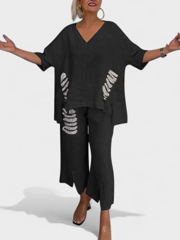 Raisa - V-Nyakú Kétrészes Szett Nyárra