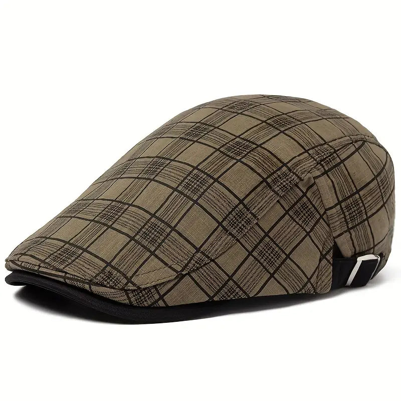 Zared - Állítható Vintage Kockás Beret Sapka
