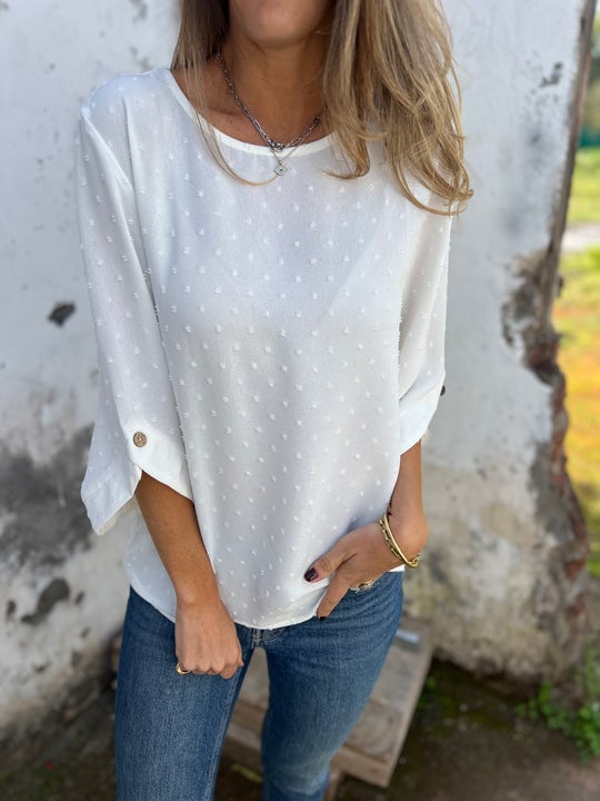 Lyutsiya - Kerek Nyakú Hímzett Nagy Mandzsettás Alkalmi Ing