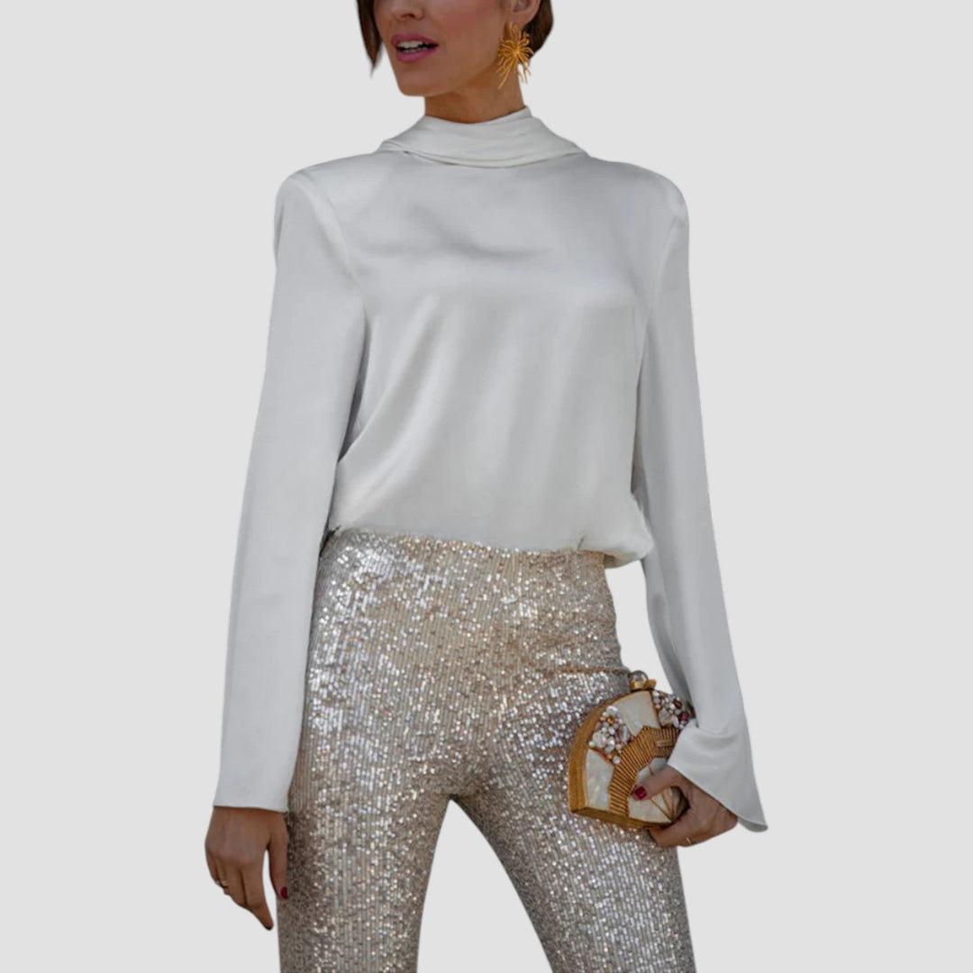 Ffion - Hátul Nyitott, Hosszú Ujjú Blúz