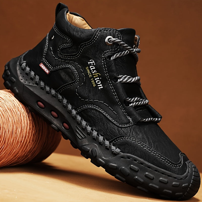 Kolman – Alkalmi Bőr Csipkés Bokacsizma Csúszásgátló Talppal